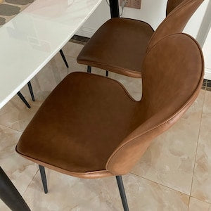 Light Luxury Dining Chair Metal Postmodern Italian Minimalist Home Leather Back Chair Fashion Nordic Chair