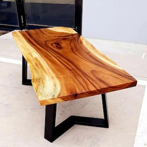 Live Edge Coffee Table / Custom Stainless Steel Black Legs / Bespoke Coffee Table / Live Edge Tea Table