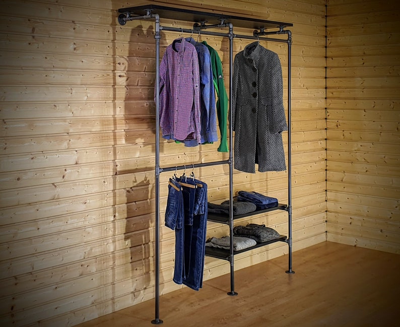 Clothes rack with shelves - Clothes display rack - Commercial clothing rack