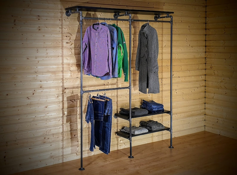 Clothes rack with shelves - Clothes display rack - Commercial clothing rack