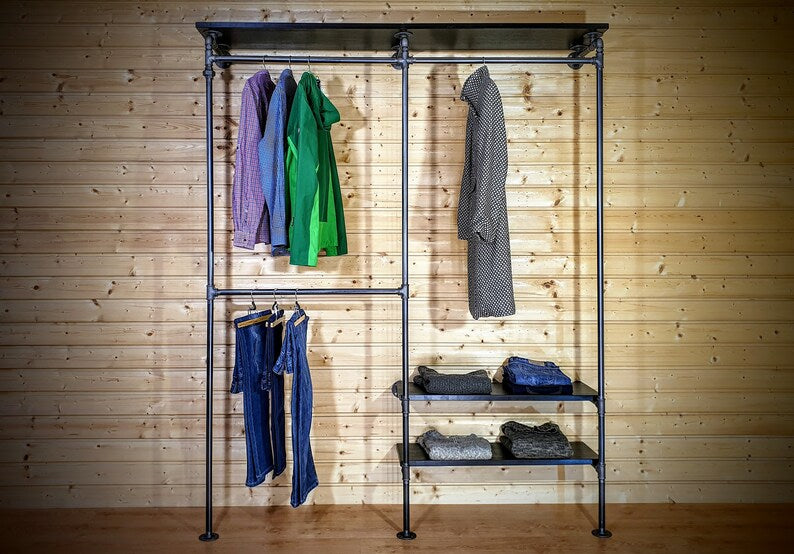 Clothes rack with shelves - Clothes display rack - Commercial clothing rack