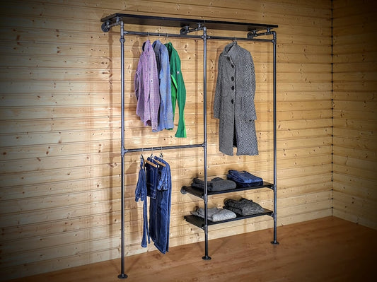 Clothes rack with shelves - Clothes display rack - Commercial clothing rack