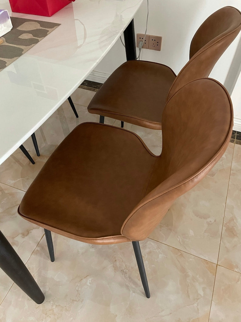 Light Luxury Dining Chair Metal Postmodern Italian Minimalist Home Leather Back Chair Fashion Nordic Chair