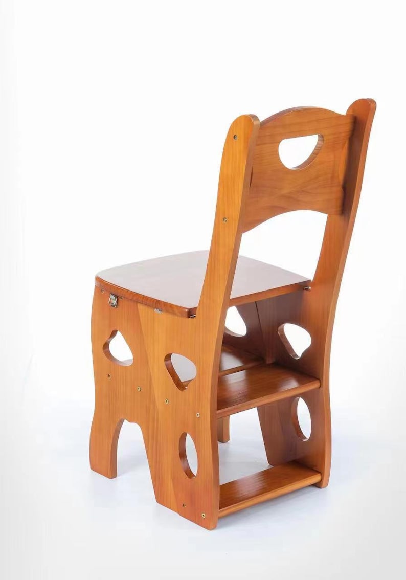 Step Stool, 3-Step folding, portable, made of the solid wood, four colors available