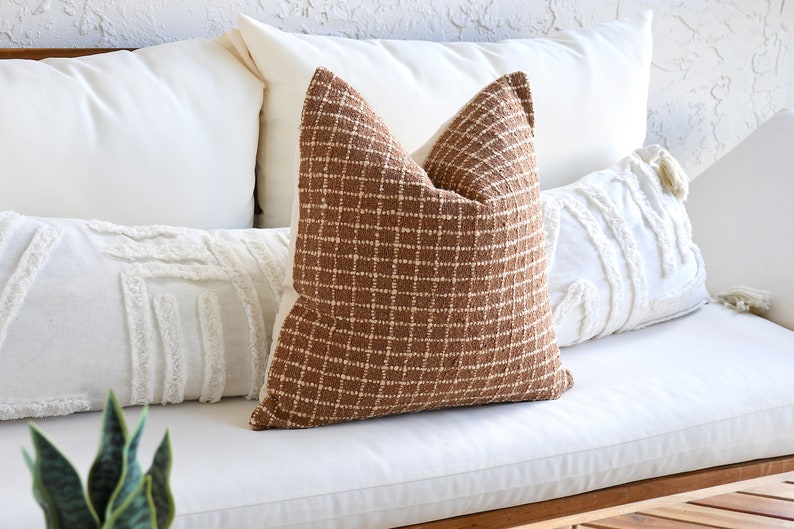 Brown Boho Pillow Combination | Sofa Pillow Set Thai Cloth Pillows Beige