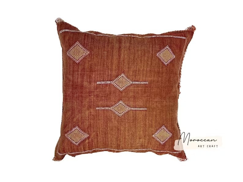 Orange Moroccan Cactus Silk Pillow ALL SIZES