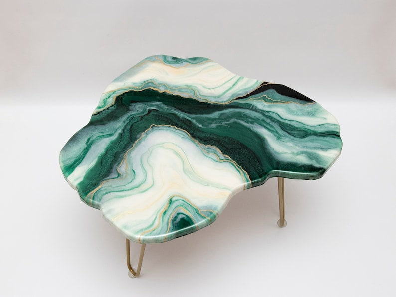 coffee table, Resin coffee table, Green coffee table, Agate coffee table, Geode coffee table, Side table, Marble coffee table