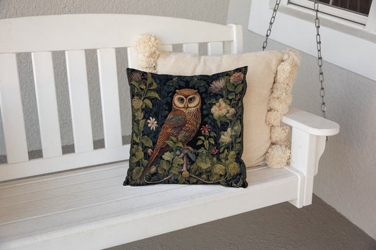 William Morris Owl Forest Decor Pillow