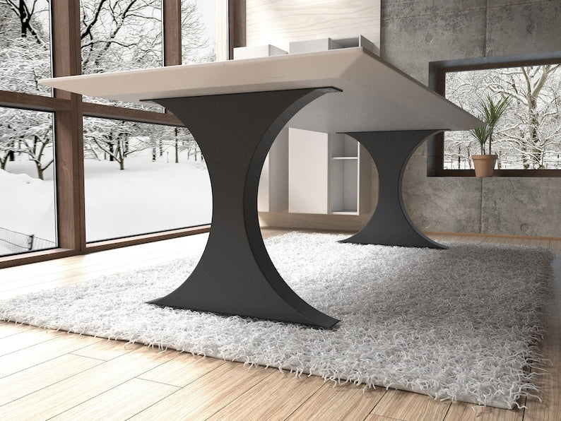 Handmade dining table legs with unique design for premium table tops HEAVY-DUTY. Handmade in Europe with premium materials [FLNDXW10]