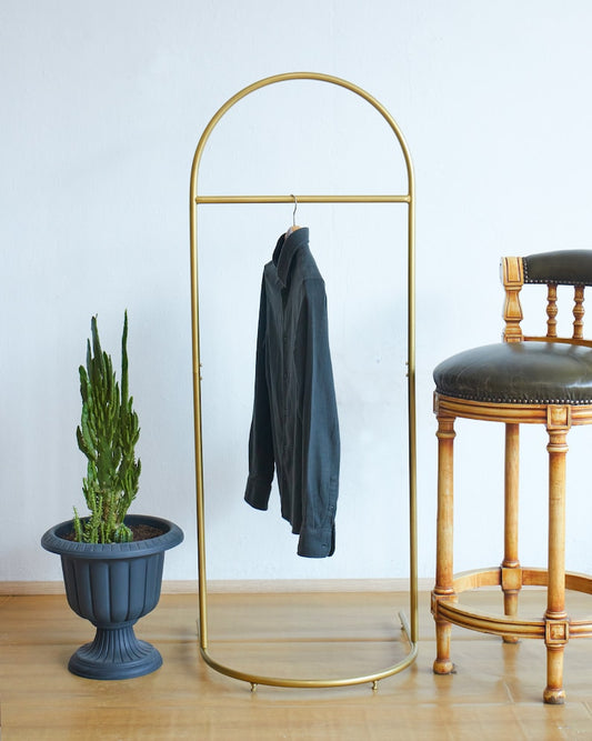 Gold Custom Clothing Rack, Brass Free Standing Coat Rack, Metal Industrial Clothes Rack Stand, Garment Rack for Retail, Entryway, Bridal