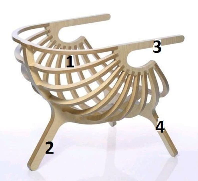 Wooden chair, cnc chair, laser cut files, cnc files, dxf files, vcarve files, cnc wooden furniture, cdr files, cnc carving