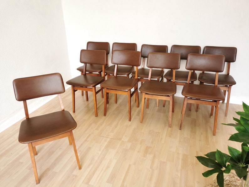 1 of 25 Vintage Wooden Dining Chairs with Leather Seat and Backrest / Made by STOL Kamnik 1970s Yugoslavia / Mid-century Dine Chair / Bistro