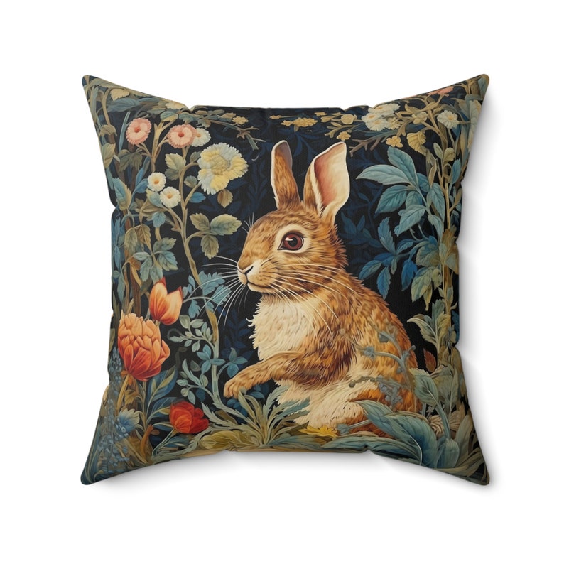 Vintage Rabbit Pillow William Morris Inspired Cushion