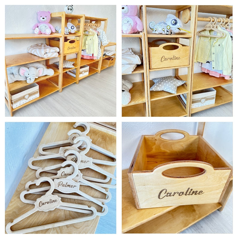 Children's wardrobe, clothing rack, Kid wardrobe, clothes hanger, Montessori storage, Montessori toy shelf, Kids toy storage, kids furniture