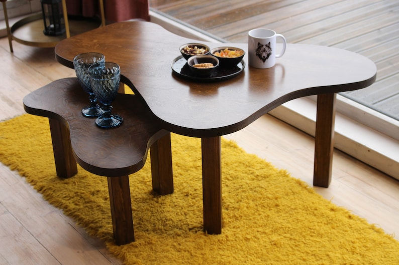 Modern coffee table, Unique coffee table, Oval coffee table, Coffee table for living room, Solid Wood Coffee Table Modern Scandinavian Style