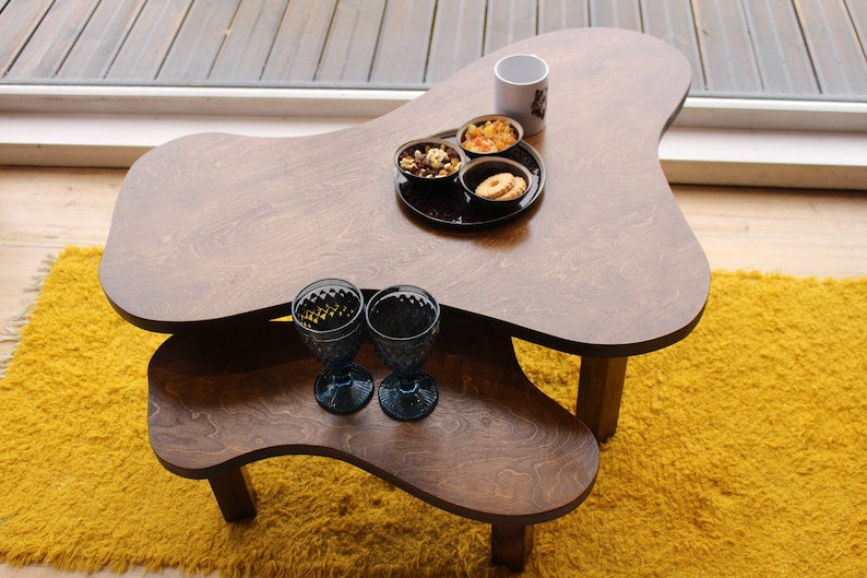 Modern coffee table, Unique coffee table, Oval coffee table, Coffee table for living room, Solid Wood Coffee Table Modern Scandinavian Style