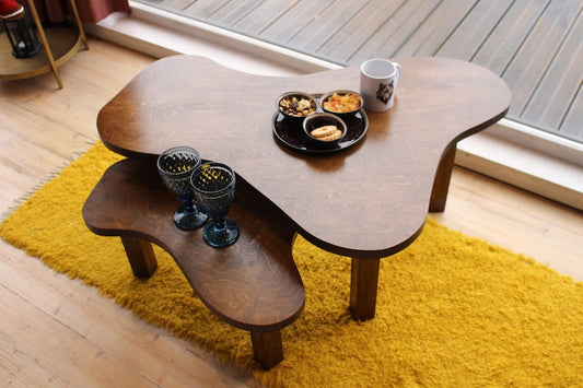 Modern coffee table, Unique coffee table, Oval coffee table, Coffee table for living room, Solid Wood Coffee Table Modern Scandinavian Style