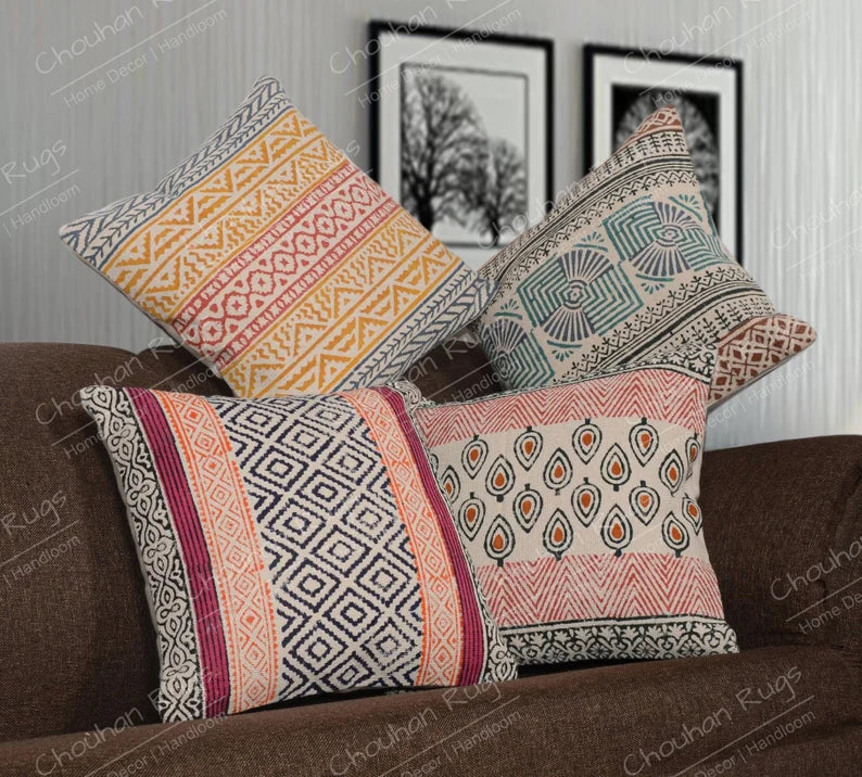 Handmade 45x45cm 4 Set Printed Cotton cushion covers Throw Pillow