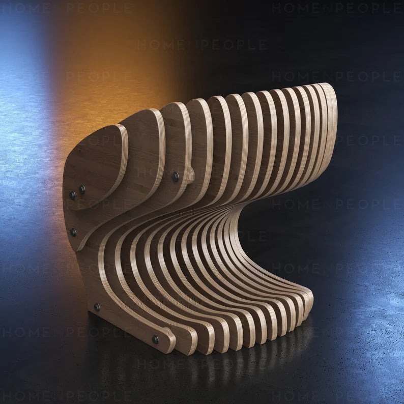 Parametric Armchair A-2 / CNC files for cutting / Cnc Wooden Seat Plan / Office Sculpture Chair / Modern Furniture / Dining Table Chair