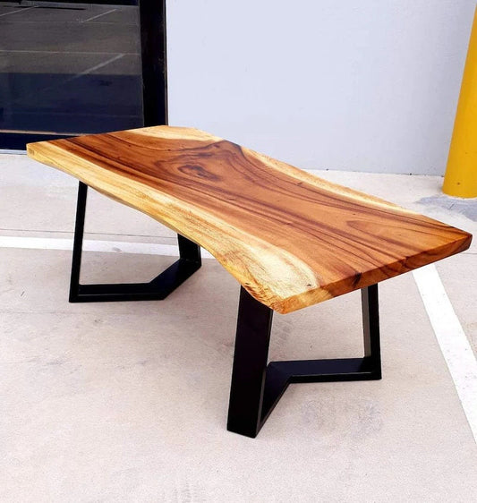 Live Edge Coffee Table / Custom Stainless Steel Black Legs / Bespoke Coffee Table / Live Edge Tea Table