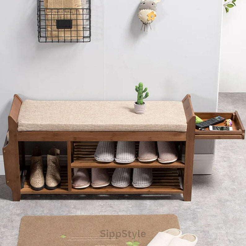 Shoe Storage Rack Bench , Entrance Bench ,Hallway Bench , Wooden Shoe Bench , Shoe Storage , Housewarming Gift , Entryway Shoe Rack , Bench