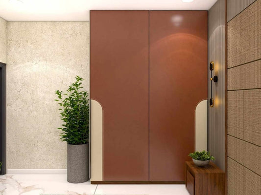 Corner SLIDING WARDROBE with leather laminate