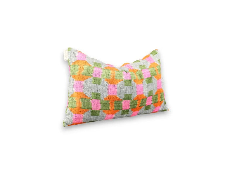 Colorful ikat Velvet Pillow