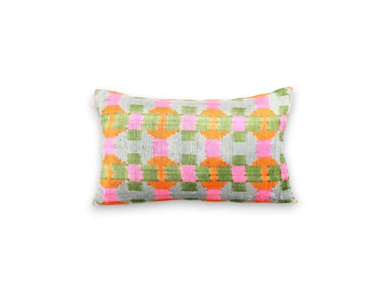 Colorful ikat Velvet Pillow