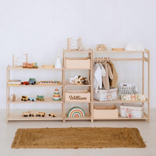 Set of 3 Shelves: Toy Storage + Montessori Wardrobe