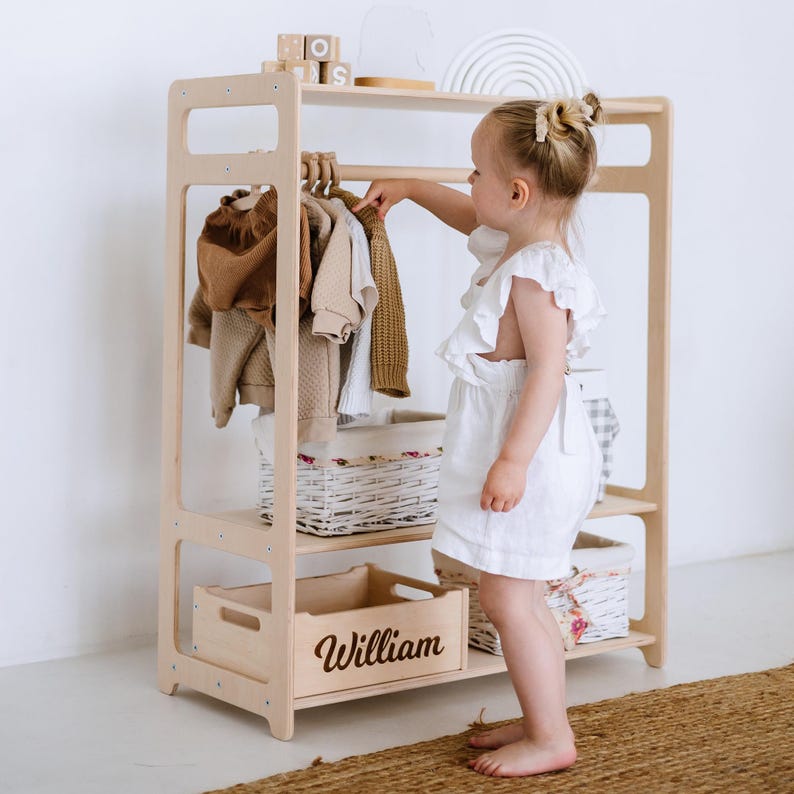 Set of 3 Shelves: Toy Storage + Montessori Wardrobe